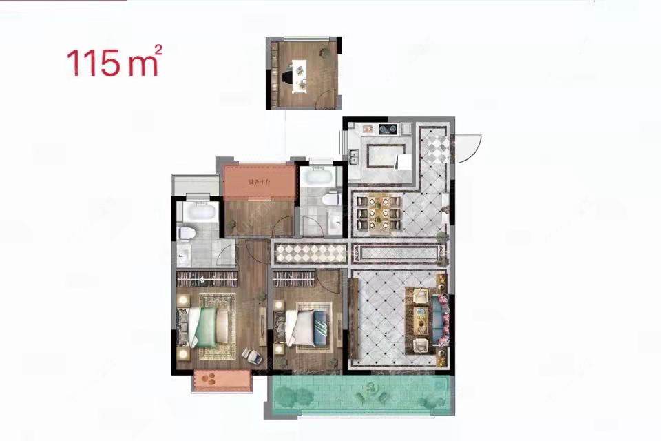 美林湖龙门里建面115.79㎡户型图