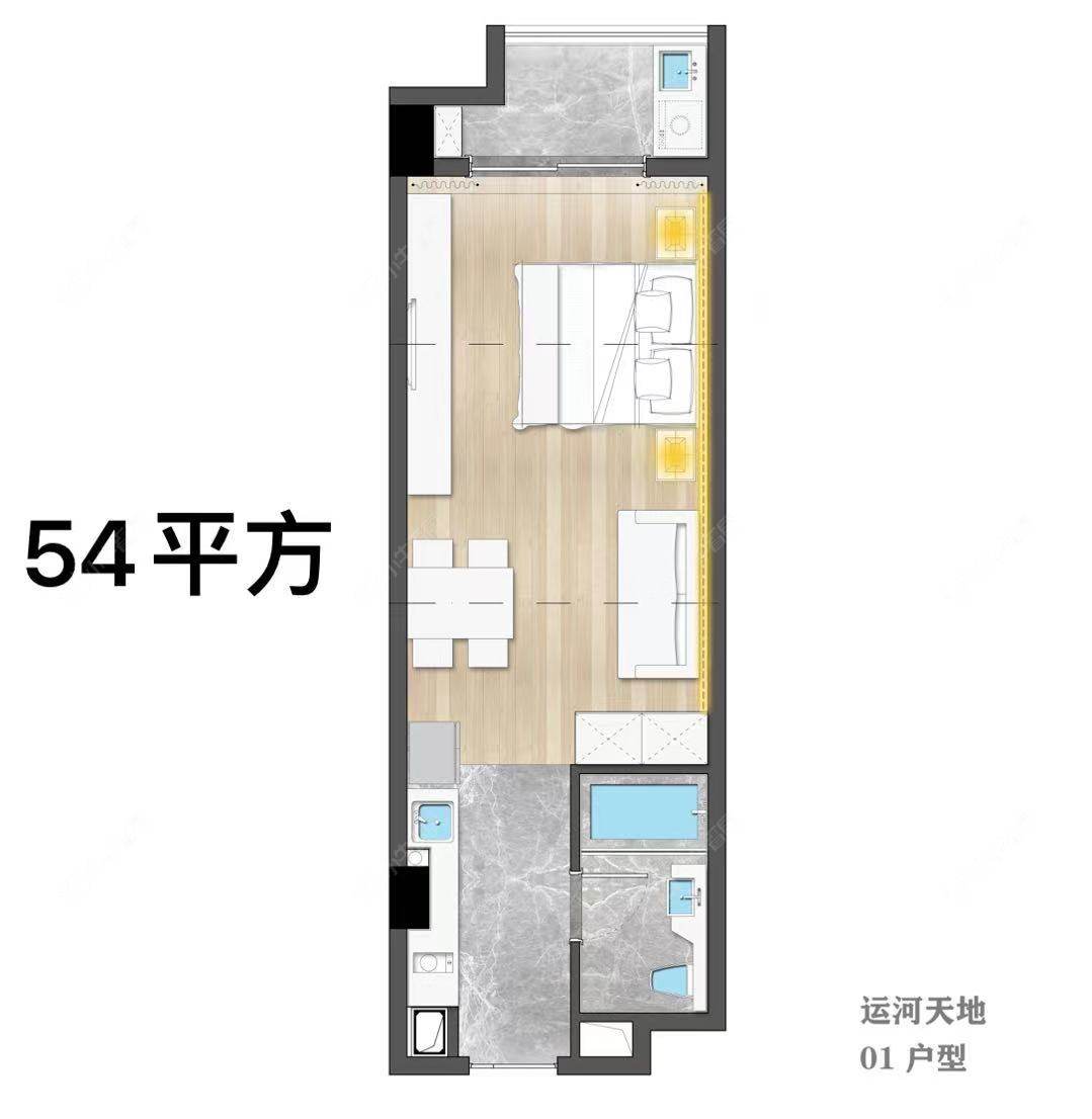 运河天地建面54㎡户型图