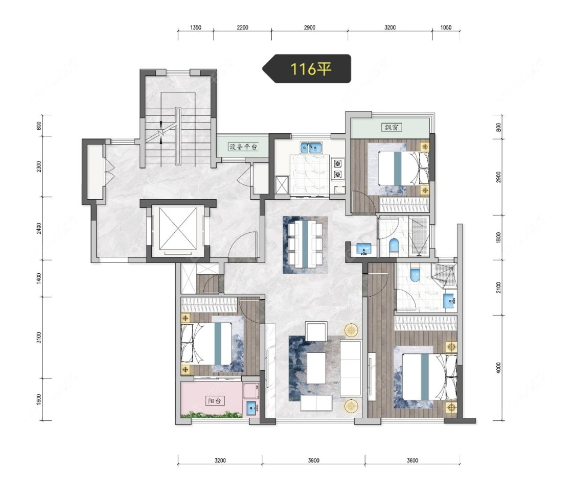 塘月观邸建面116㎡户型图