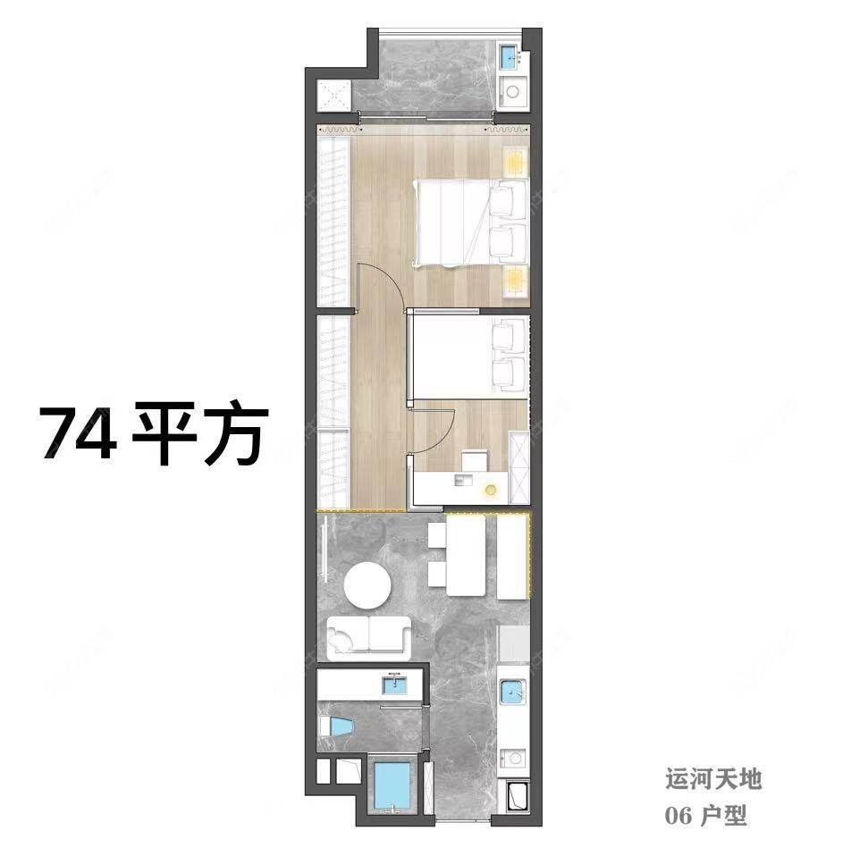 运河天地建面73㎡户型图