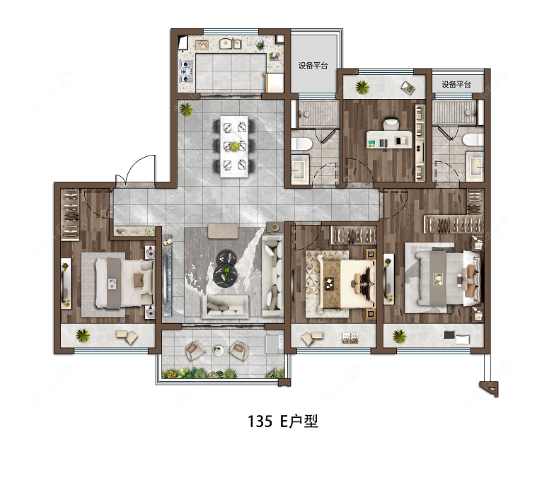 星河时代建面135.04㎡户型图