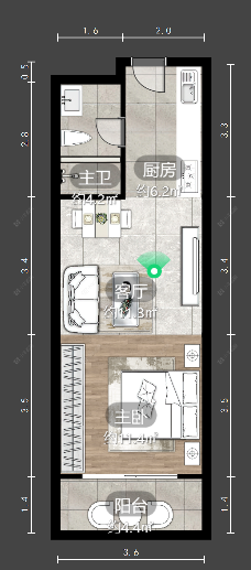 运河天地建面37㎡户型图