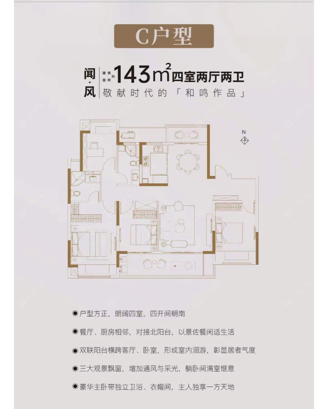 路劲美的竹林壹号建面143㎡户型图