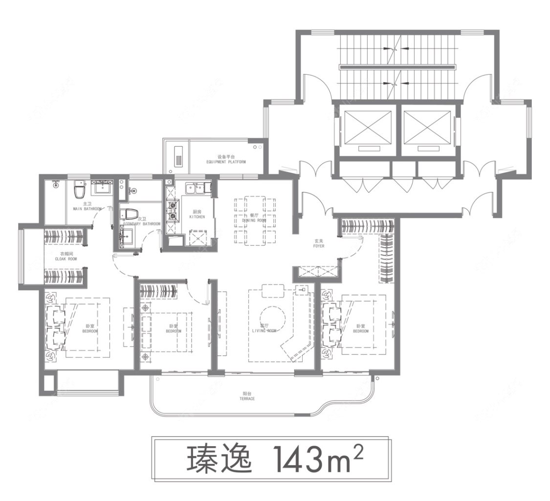 万科瑧湾汇（原蓝光黑钻）建面143㎡户型图