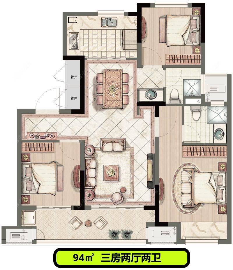 公元礼著建面94㎡户型图