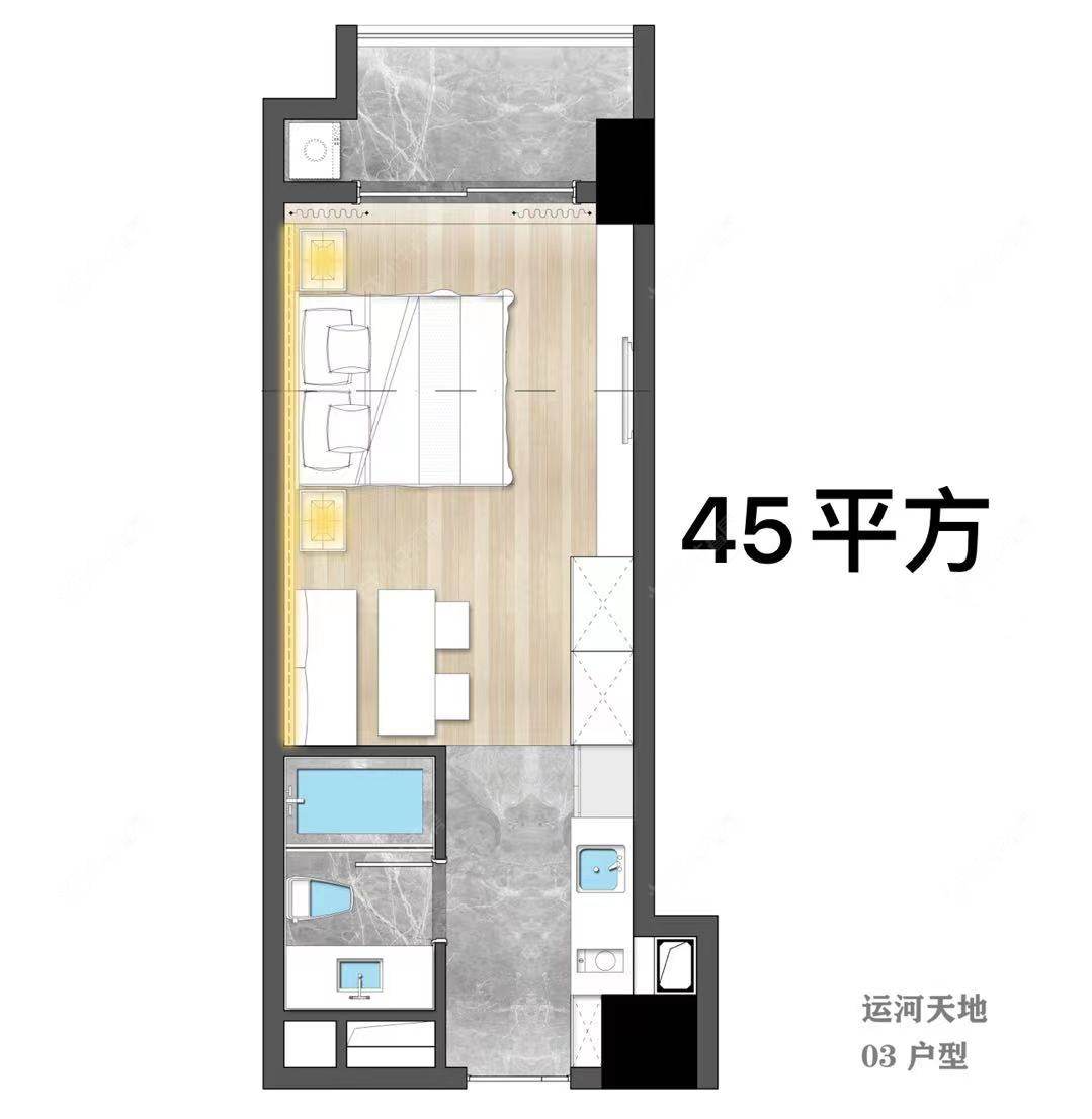 运河天地建面43㎡户型图