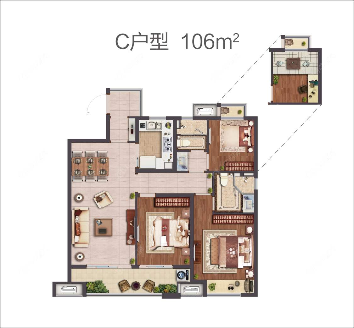 光明当代拾光里建面106㎡户型图