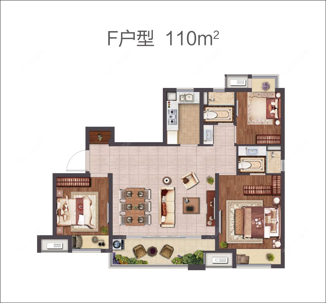 光明当代拾光里建面110㎡户型图