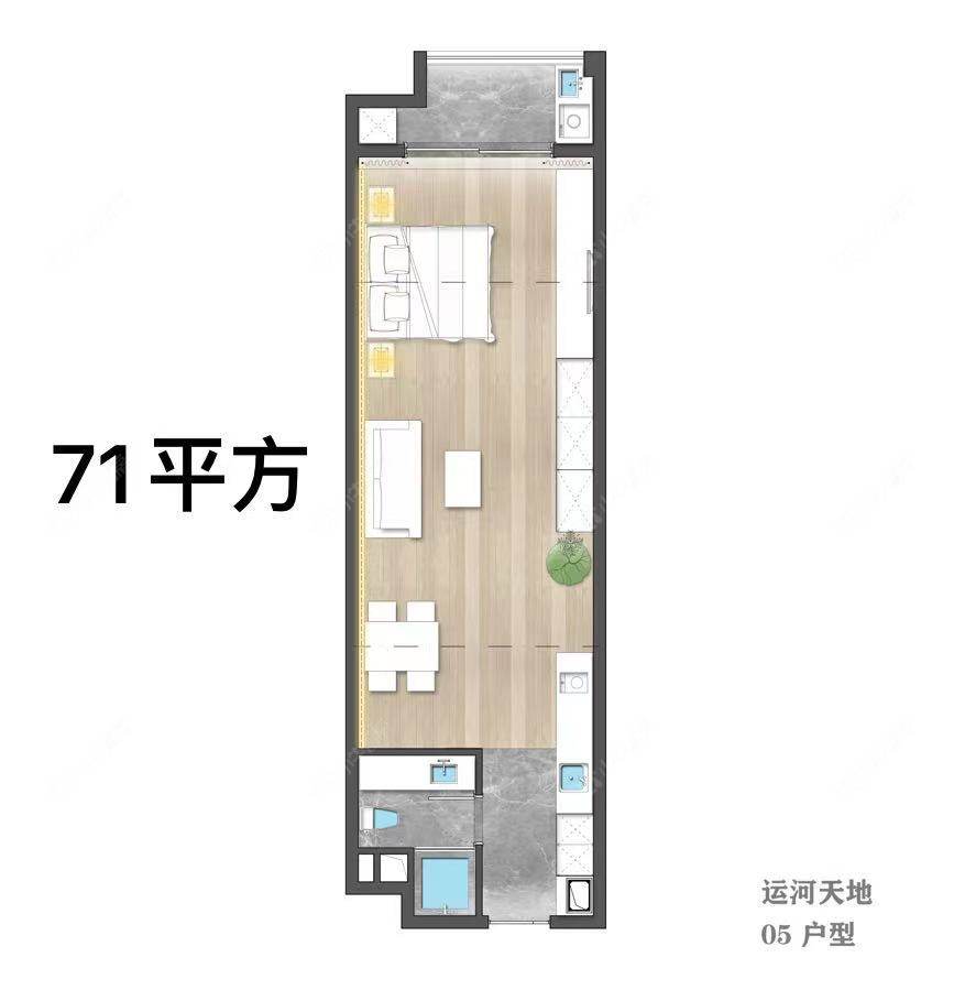 运河天地建面72㎡户型图